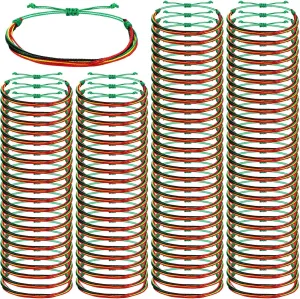 100 Pcs Juneteenth Bracelets Bulk Happy Juneteenth Party Favors African American Adjustable Bracelets in Red Green Yellow for Women Men Teens