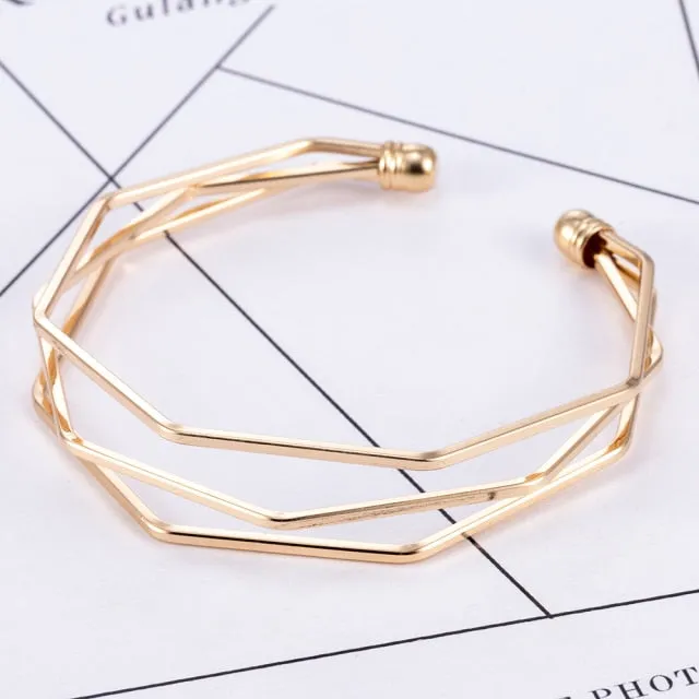 2022 NEW Gold Metal Alloy Arrow Link Chain Twist Bangle New Three Layer Romantic Open Cuff Bangles/Bracelet Set For Women