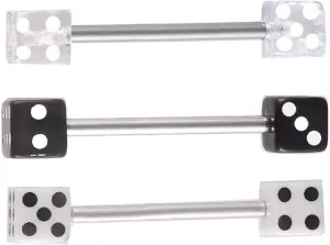 3Pcs 14g 14 gauge 1.6mm steel tongue ring straight barbell Dice tounge bar set Body piercing
