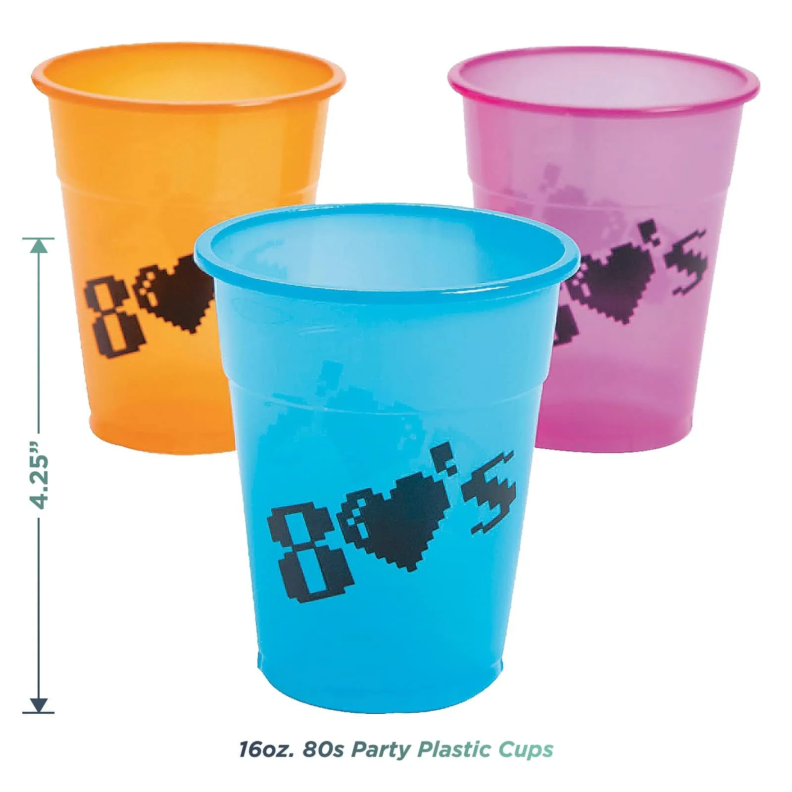 80's Party Favors - Plastic Beverage Cups, Neon Bead Necklaces, and Jelly Bracelets for 24 Guests