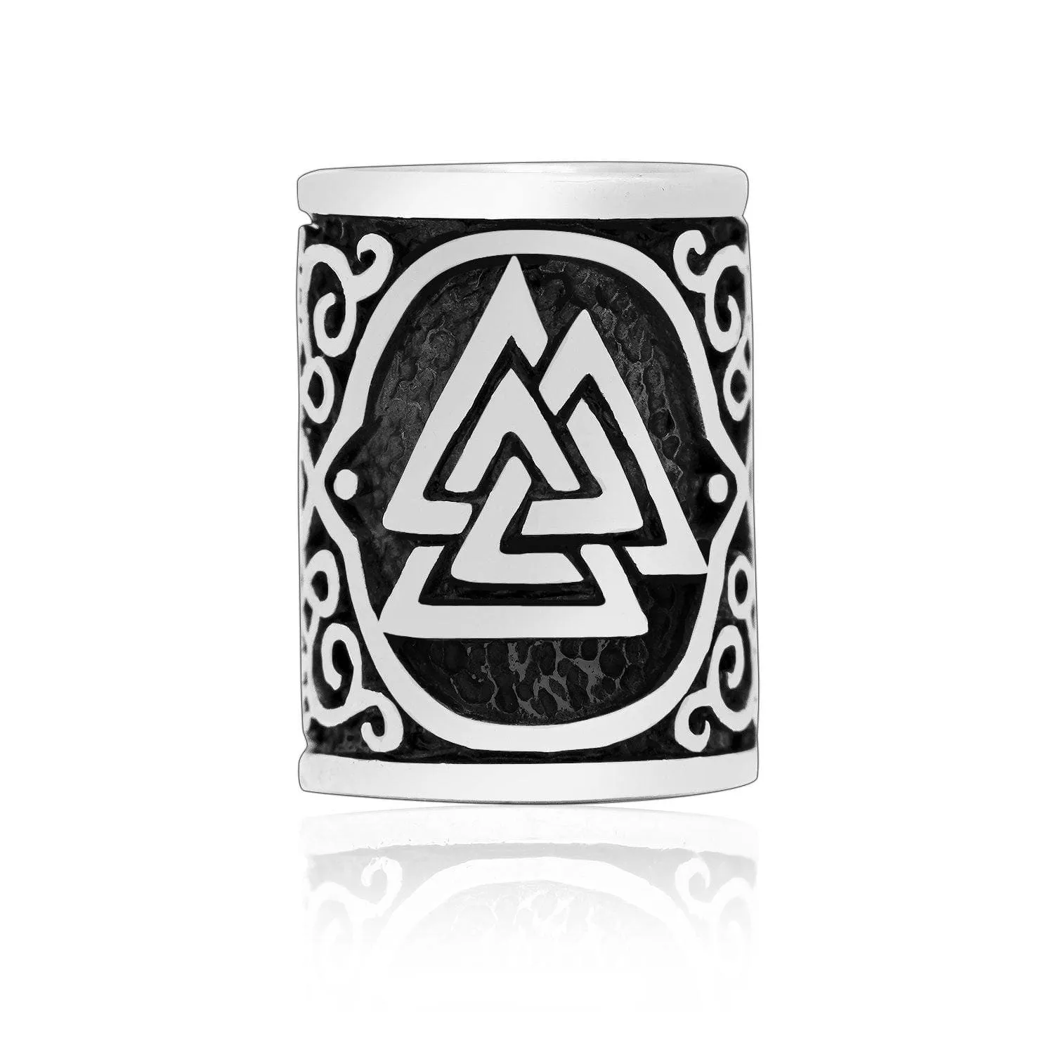 925 Sterling Silver Beard Bead With Valknut Design