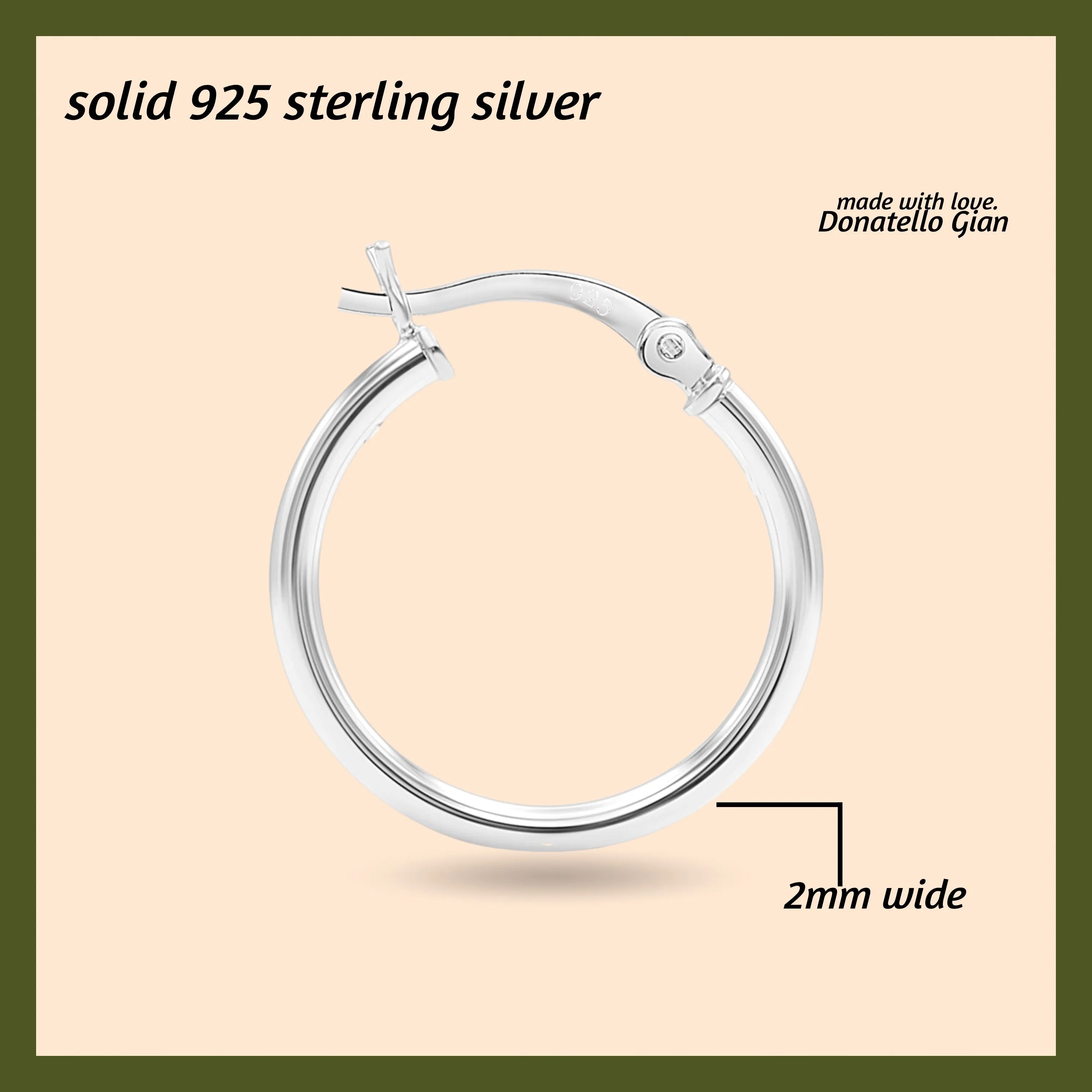 925 Sterling SilverClassic French Lock HoopEarrings, 15mm-20mm, Hypoallergenic, Perfect for Men Women and Girls