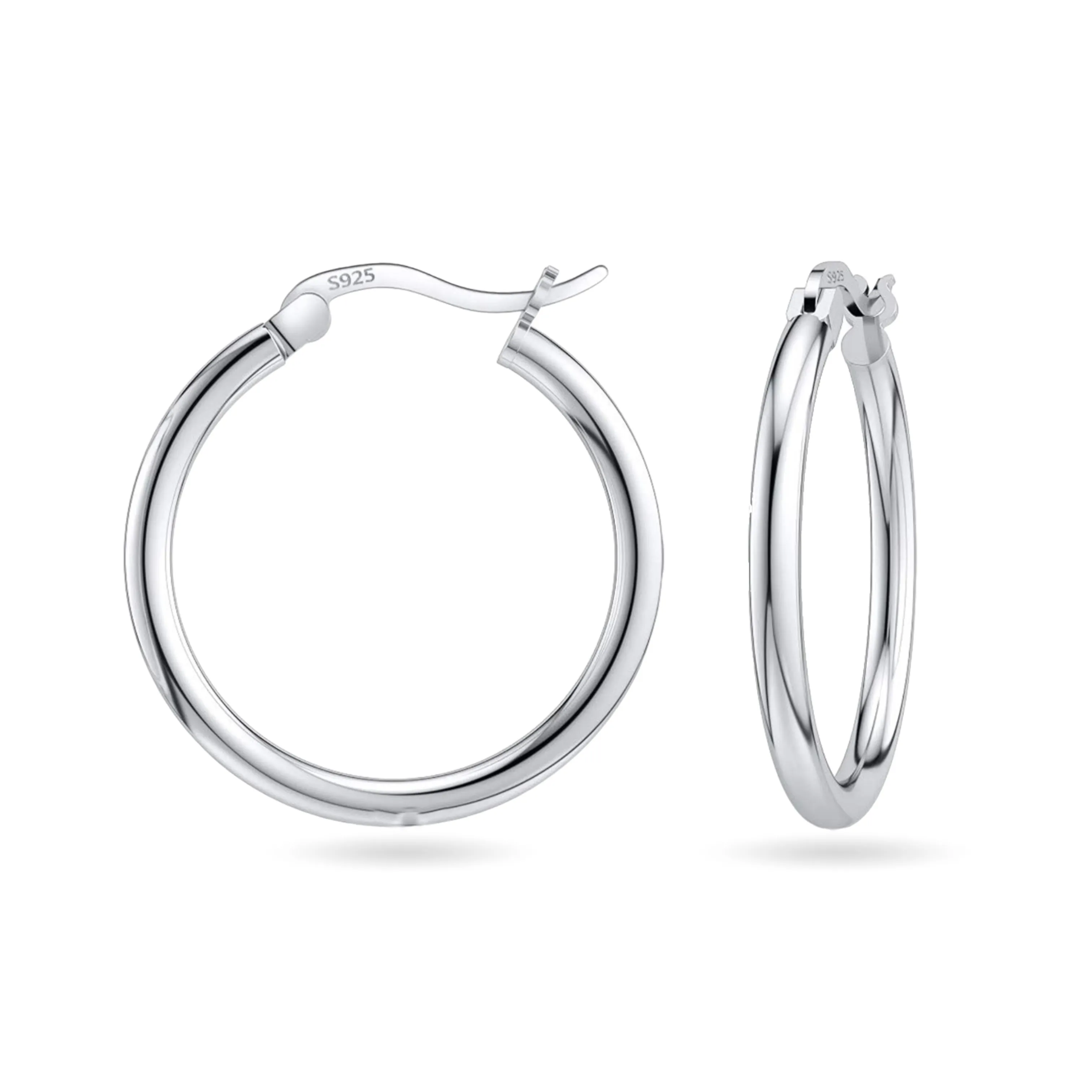 925 Sterling SilverClassic French Lock HoopEarrings, 15mm-20mm, Hypoallergenic, Perfect for Men Women and Girls
