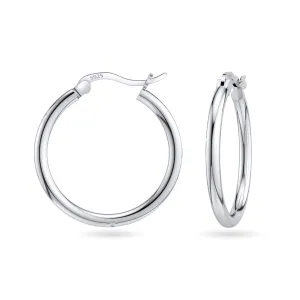925 Sterling SilverClassic French Lock HoopEarrings, 25mm-45mm, Hypoallergenic, Perfect for Men Women and Girls