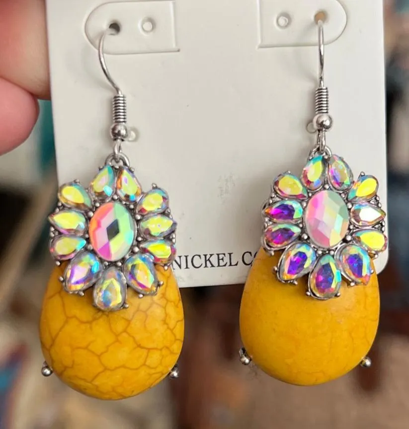 AB Concho Dangle Hook Earrings - Multi Colors