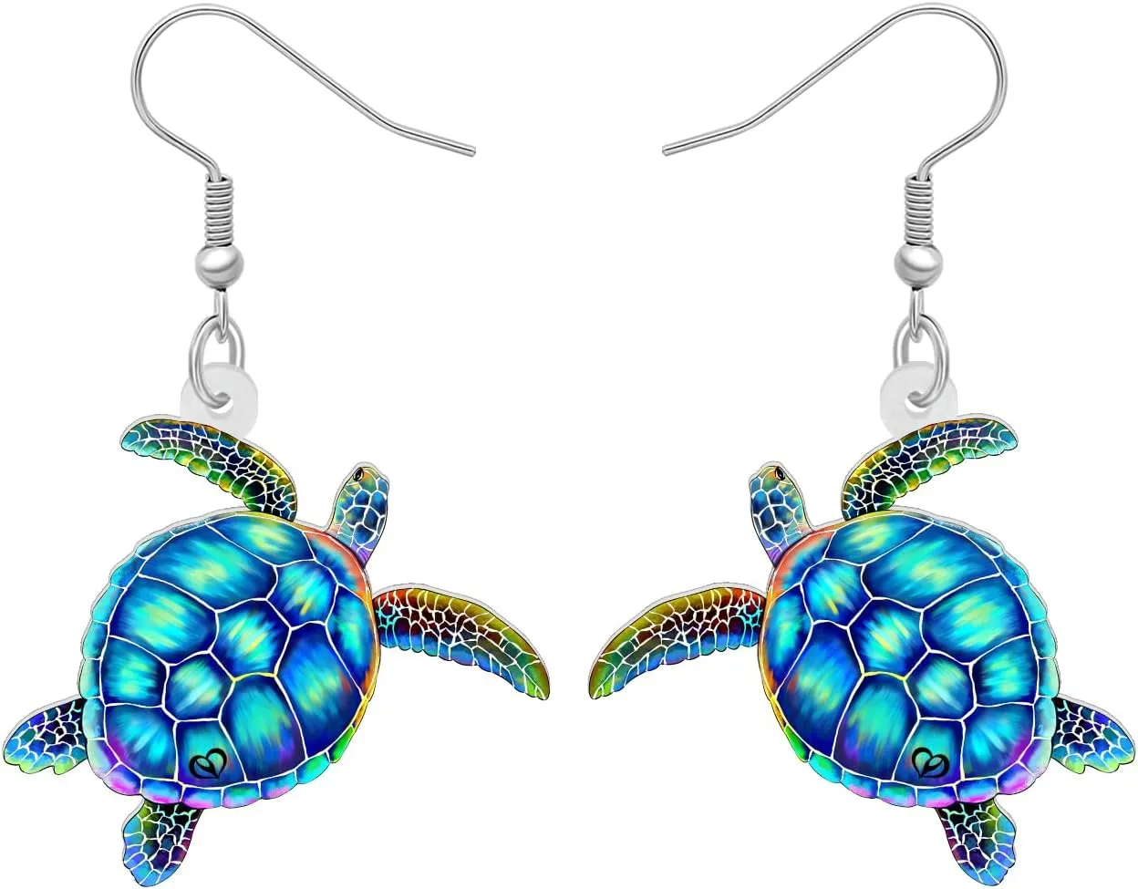 Acrylic Cute Ocean Animal Sea Turtle Dangle Hook Earrings for Women Anime Sea Life Jewelry Gifts for Beach Party Charms