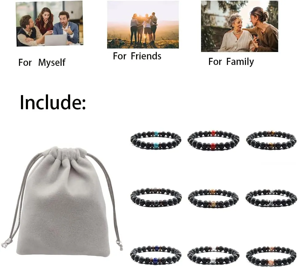 Beaded Bracelets for Men Women His and Hers Couples Bracelets Elastic Stretch Mens Womens Bracelet