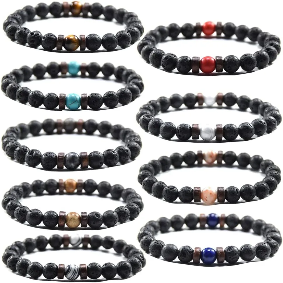 Beaded Bracelets for Men Women His and Hers Couples Bracelets Elastic Stretch Mens Womens Bracelet
