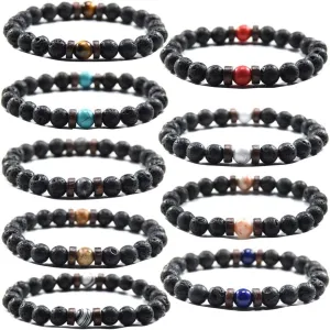 Beaded Bracelets for Men Women His and Hers Couples Bracelets Elastic Stretch Mens Womens Bracelet