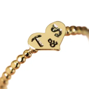 Beaded Heart Initial Stacking Ring,Personalized Rings,Minimalist Rings,Initial Rings, Heart Stacking Rings, Gold Ring, Rings, Couples Rings