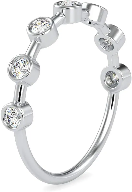 Certified Promise Ring Studded with 7 Round Cut Natural Diamond in 18k White/Yellow/Rose Gold Wedding Band Ring for Women | Bridal Ring for Her | Couple Ring for Birthday Celebrations (0.28 Ct, IJ-SI)
