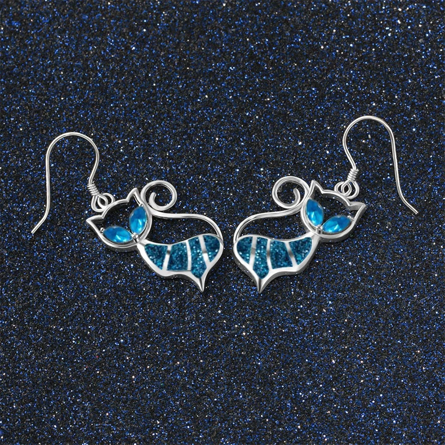 Crystal Cat Drop Dangle Earrings Women Cute Earrings for Teen Girls
