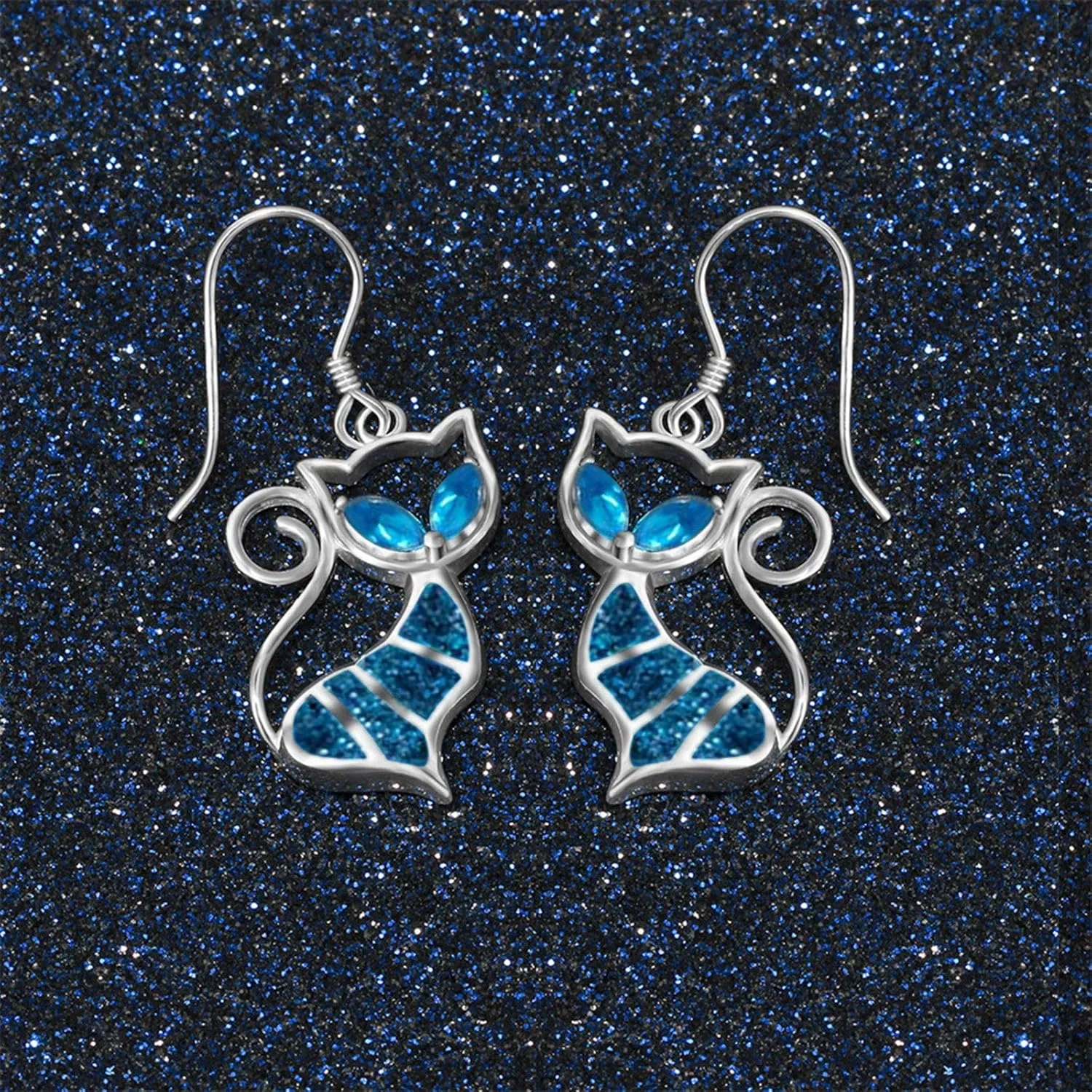 Crystal Cat Drop Dangle Earrings Women Cute Earrings for Teen Girls
