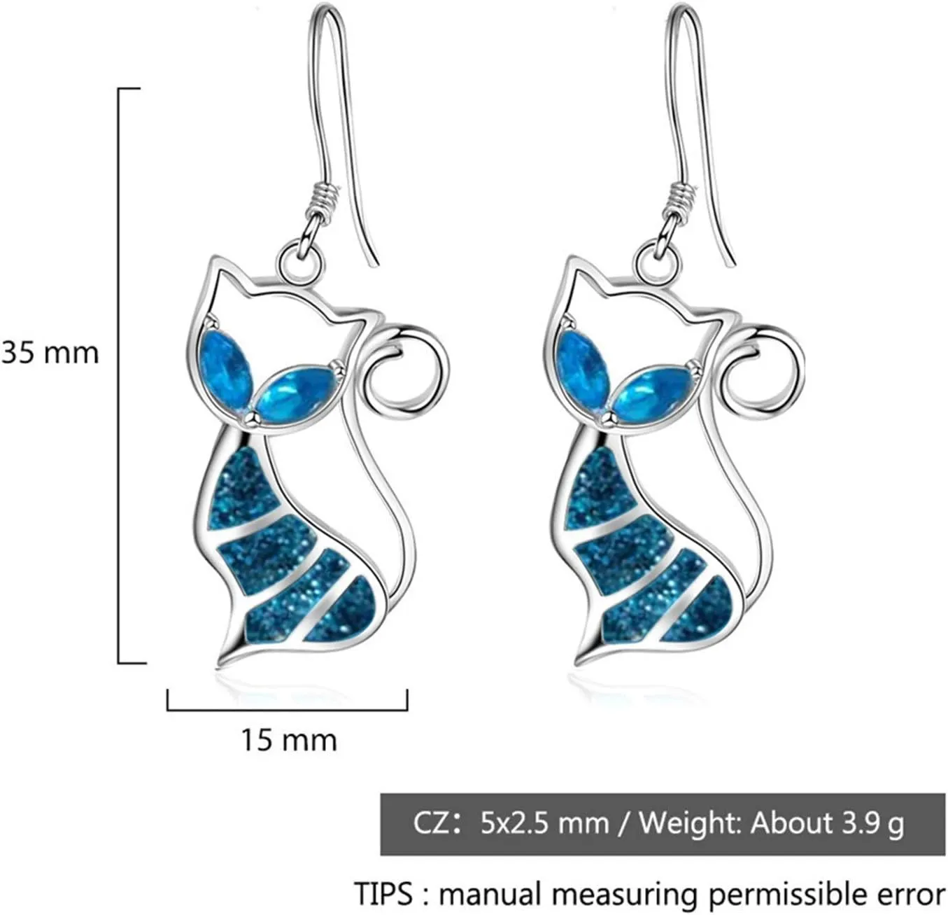 Crystal Cat Drop Dangle Earrings Women Cute Earrings for Teen Girls