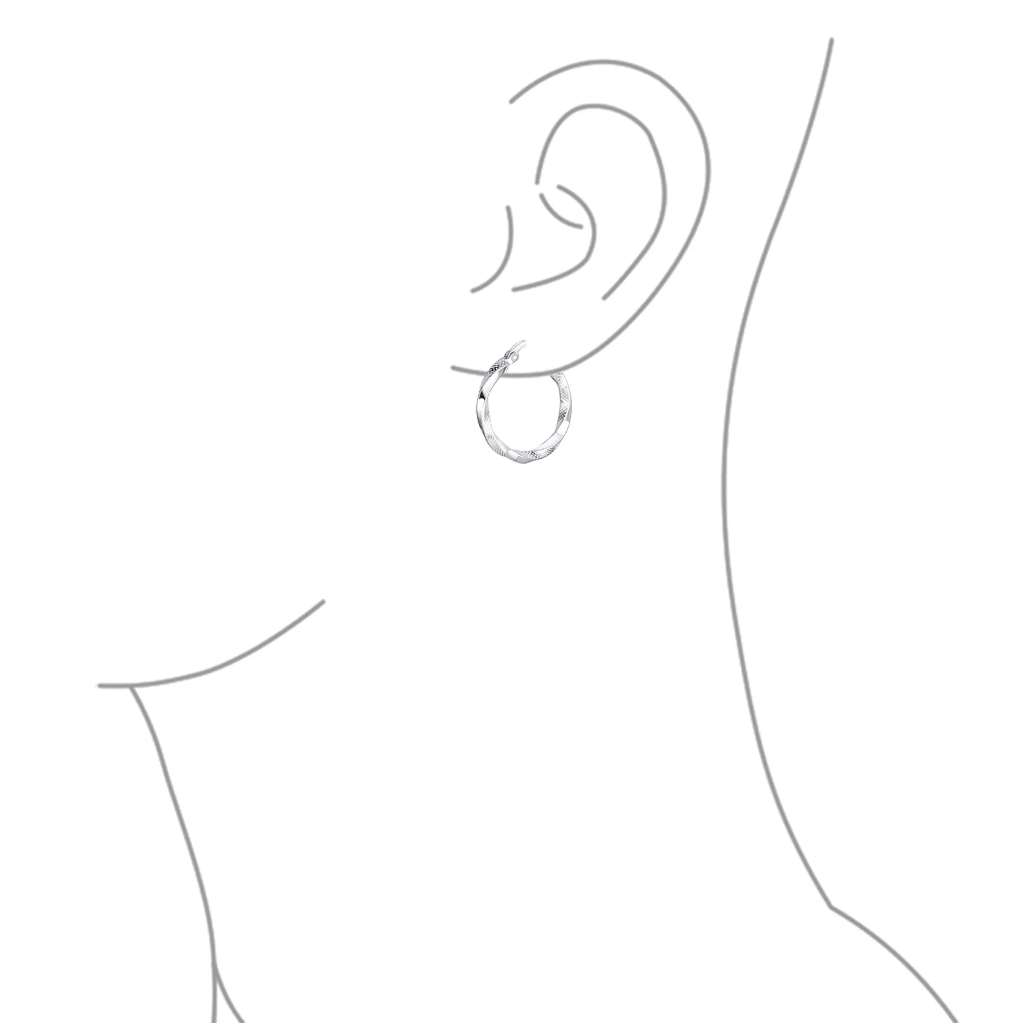Diamond Cut Rope Double Medium Twist Hoop Earrings Sterling Silver 1"