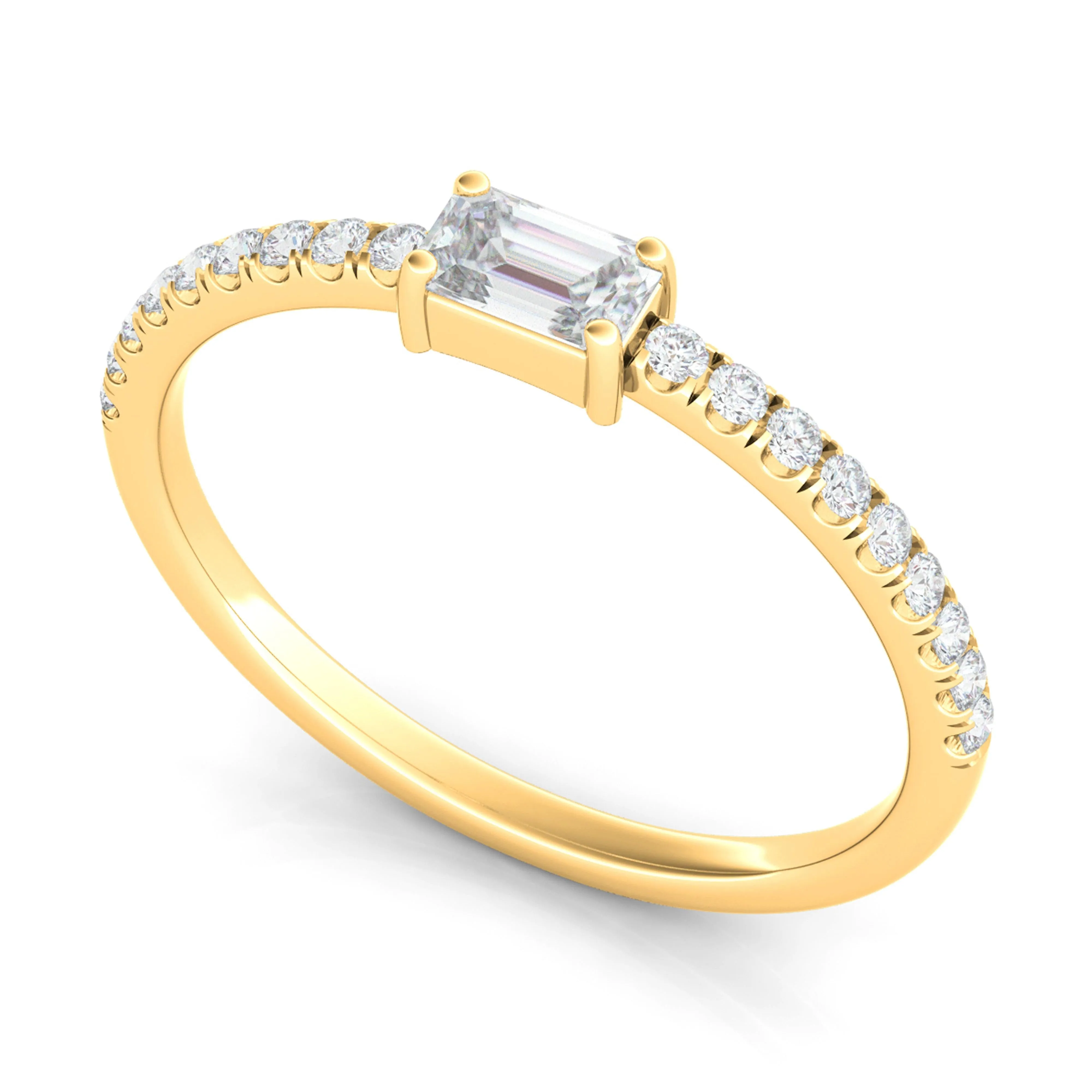 Emerald & Pave Diamond Ring