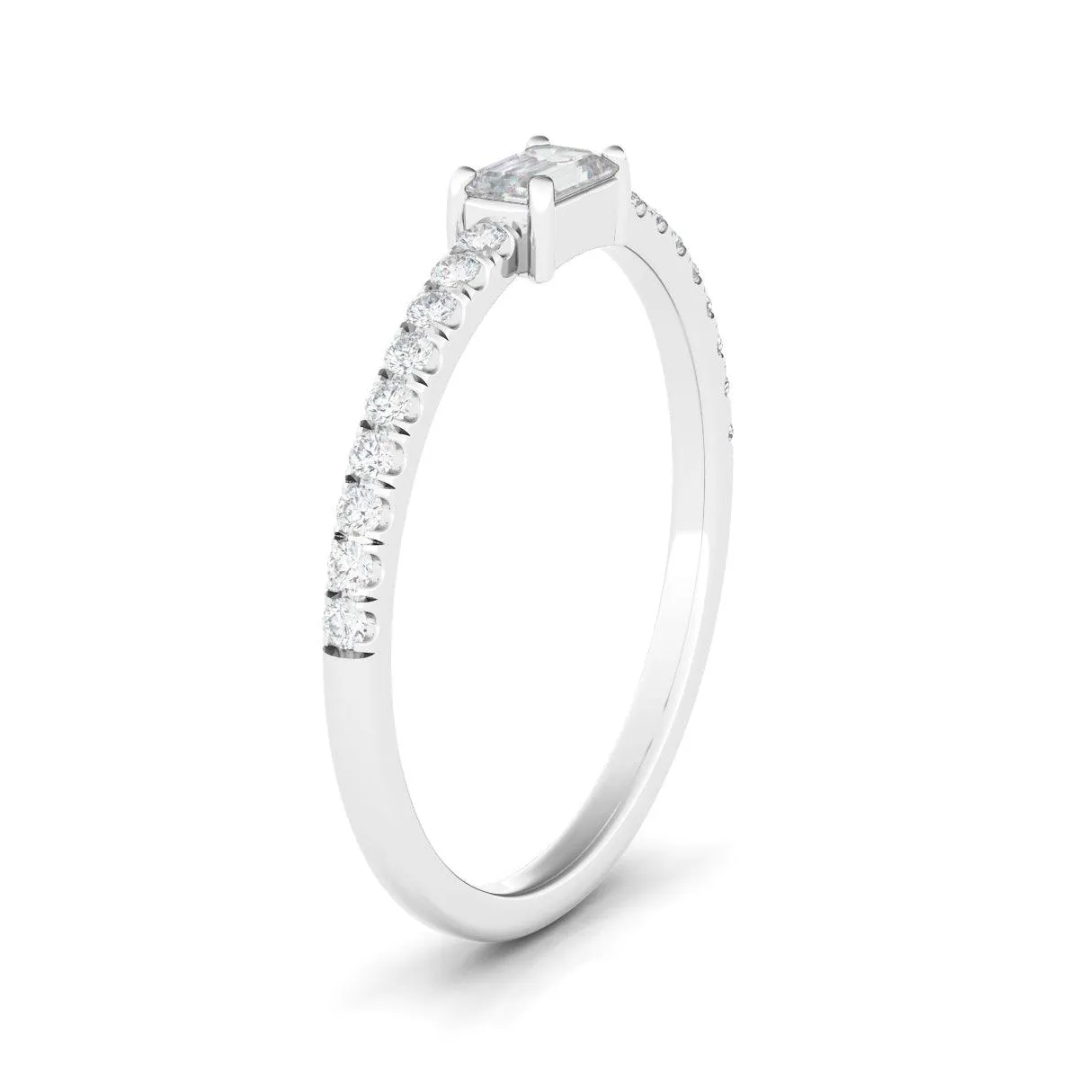 Emerald & Pave Diamond Ring