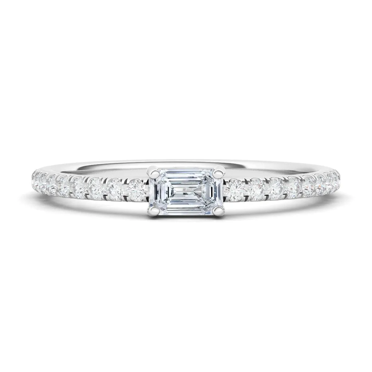 Emerald & Pave Diamond Ring
