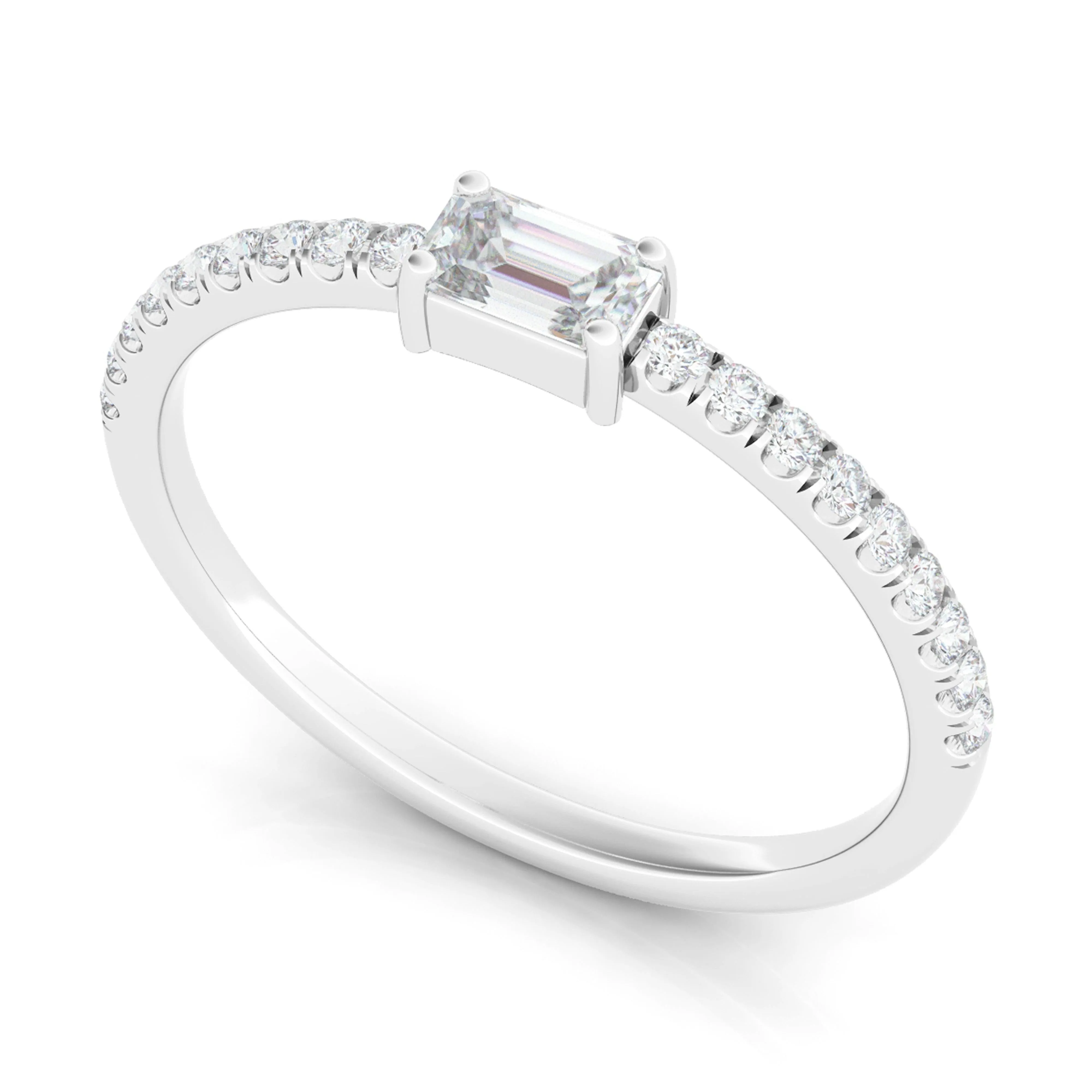 Emerald & Pave Diamond Ring