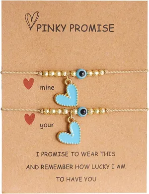 Evil Eyes Heart Couple Bracelets for Women Men Heart Braided Matching Bracelets Adjustable Friendship Promise Lucky Bracelets for Women Men