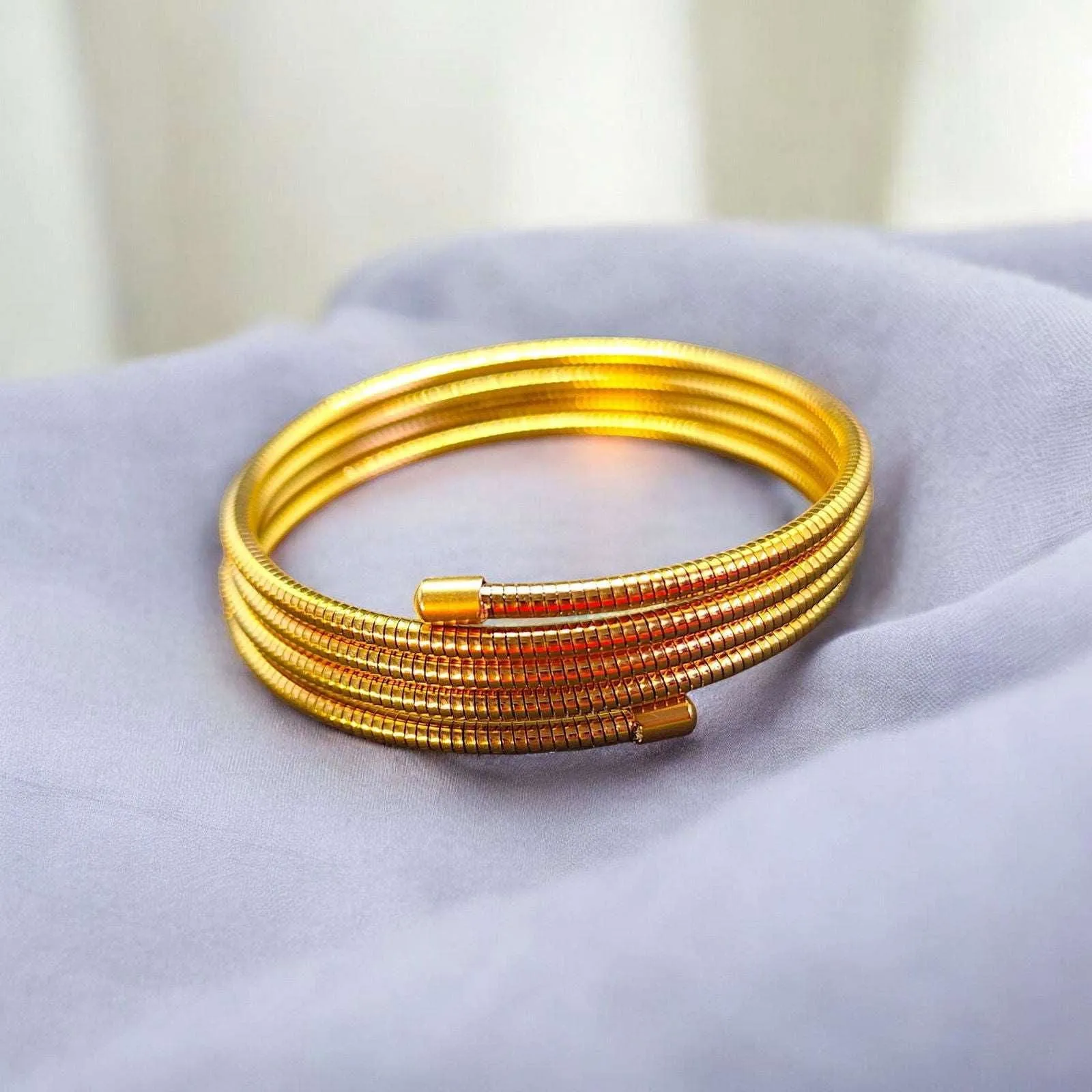 Gold Coil Bracelet Set
