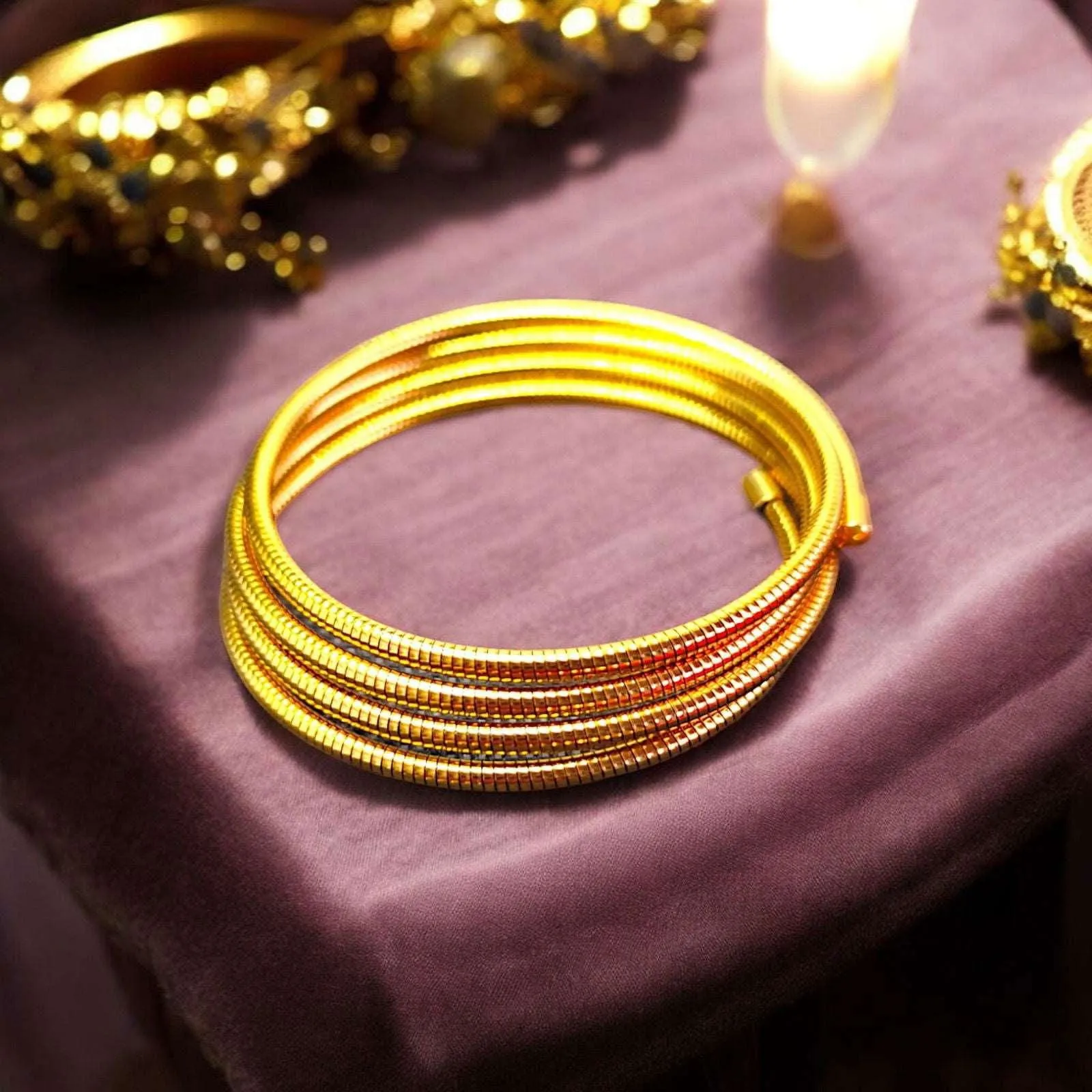 Gold Coil Bracelet Set