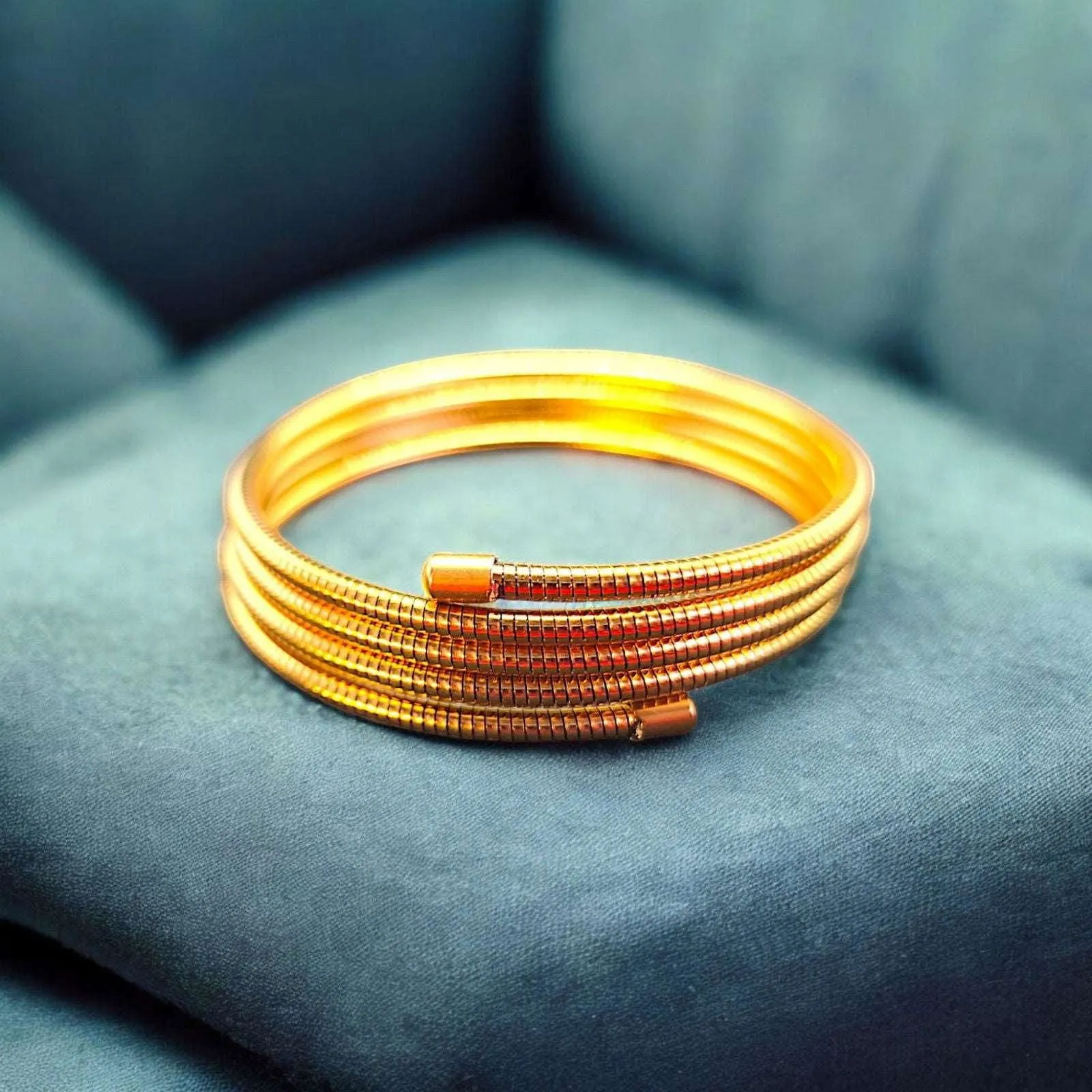 Gold Coil Bracelet Set