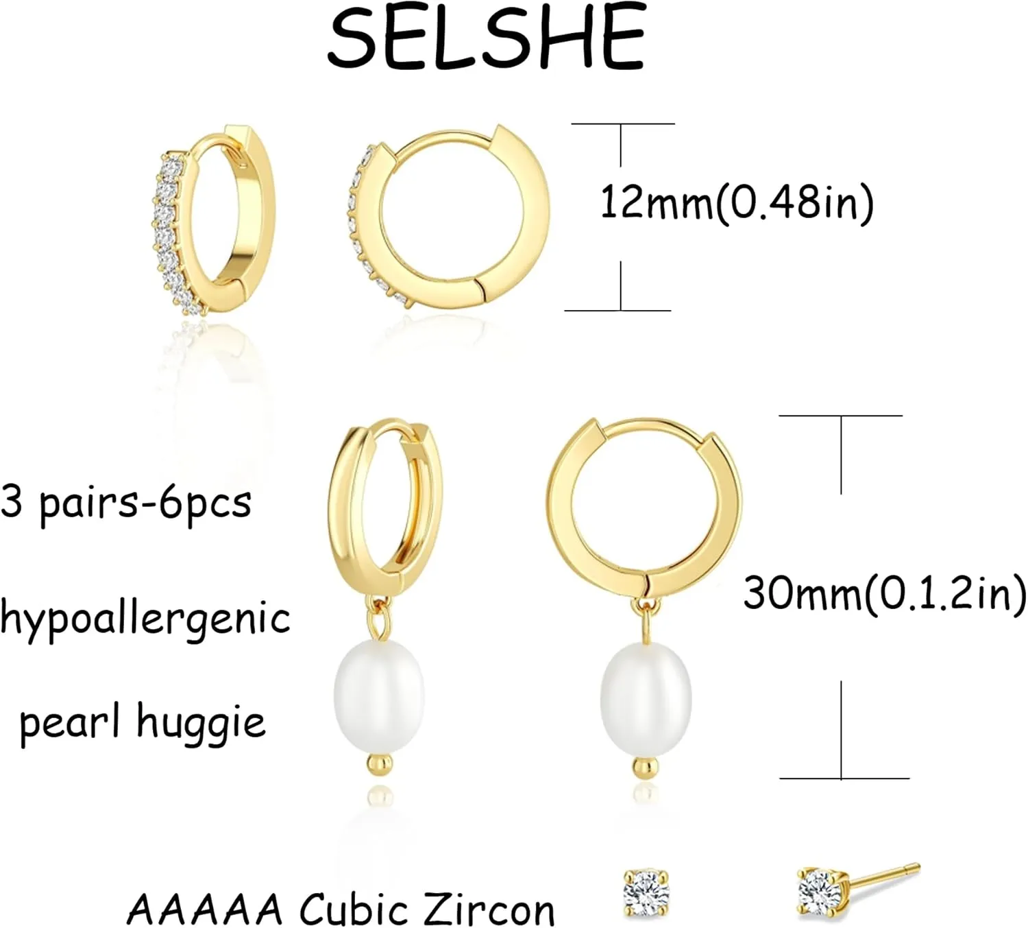 Gold Earrings for Women, 14k Gold Plated Earring Stack Hypoallergenic Pearl Drop Earring Dainty Gold Earrings for Women Trendy Cute Small Huggie Hoop Earring Fashion Womens Jewelry