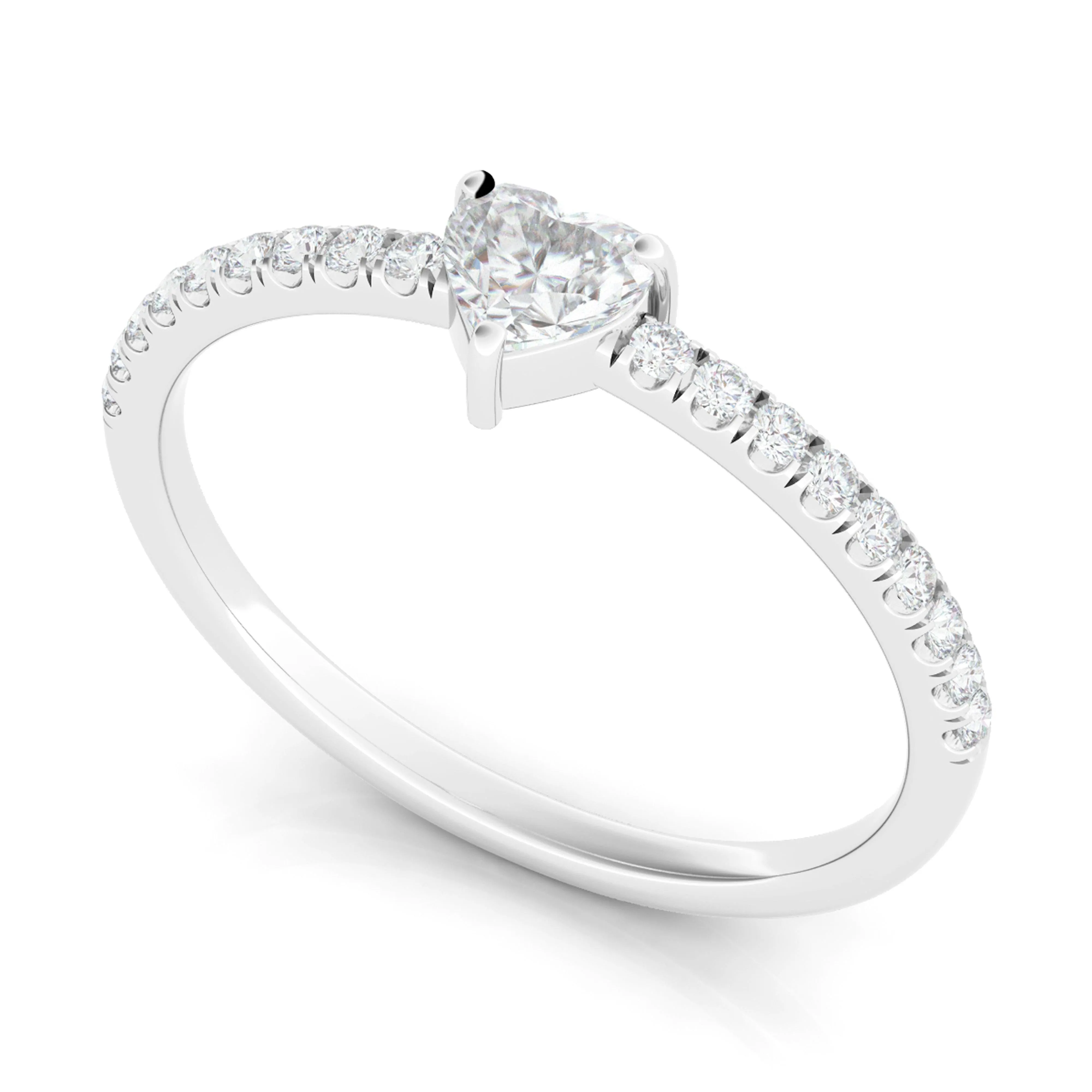 Heart & Pave Diamond Ring