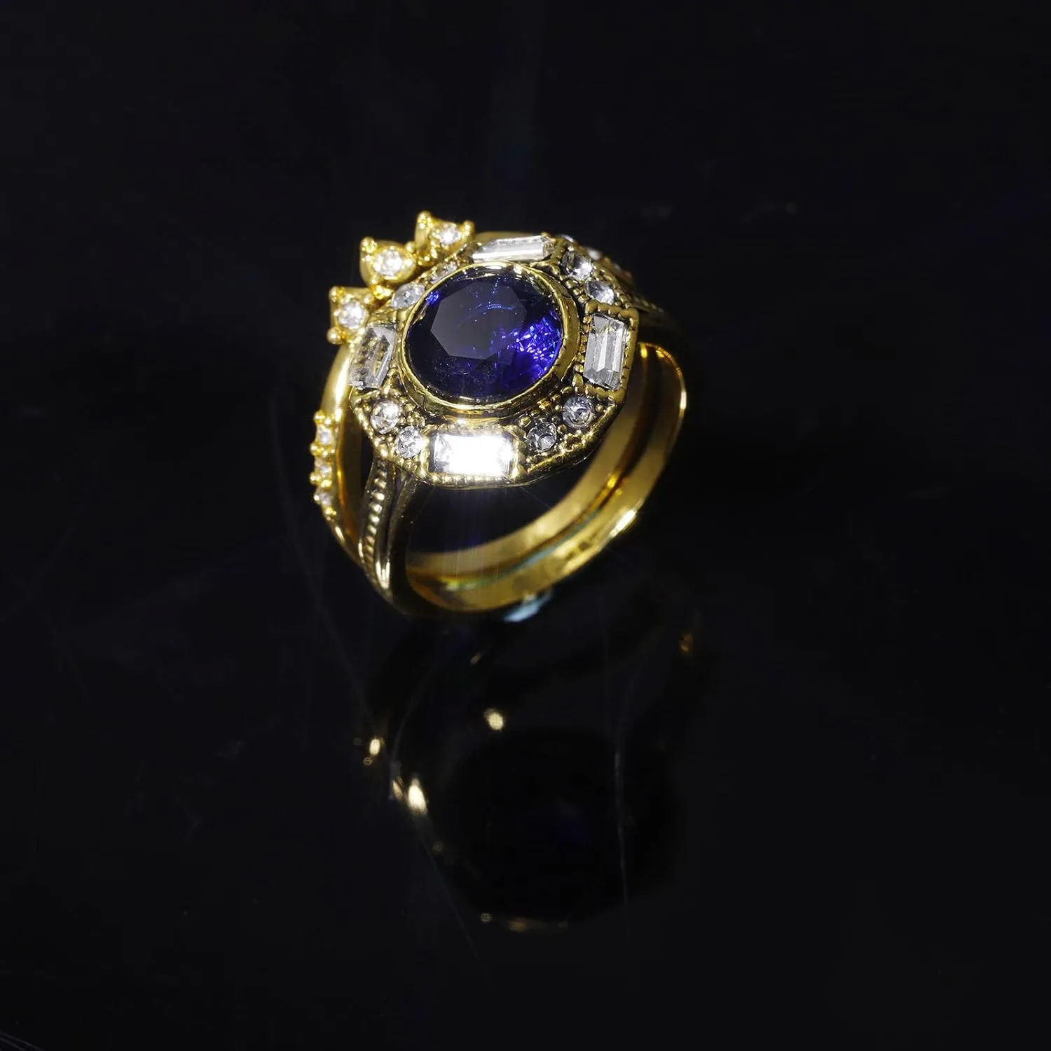 Imitation Diamond Wedding Band Inlaid Zircon Promise Ring Vintage Bohemian Eternal Ring Fashion Jewelry for Women (Gold, 8)