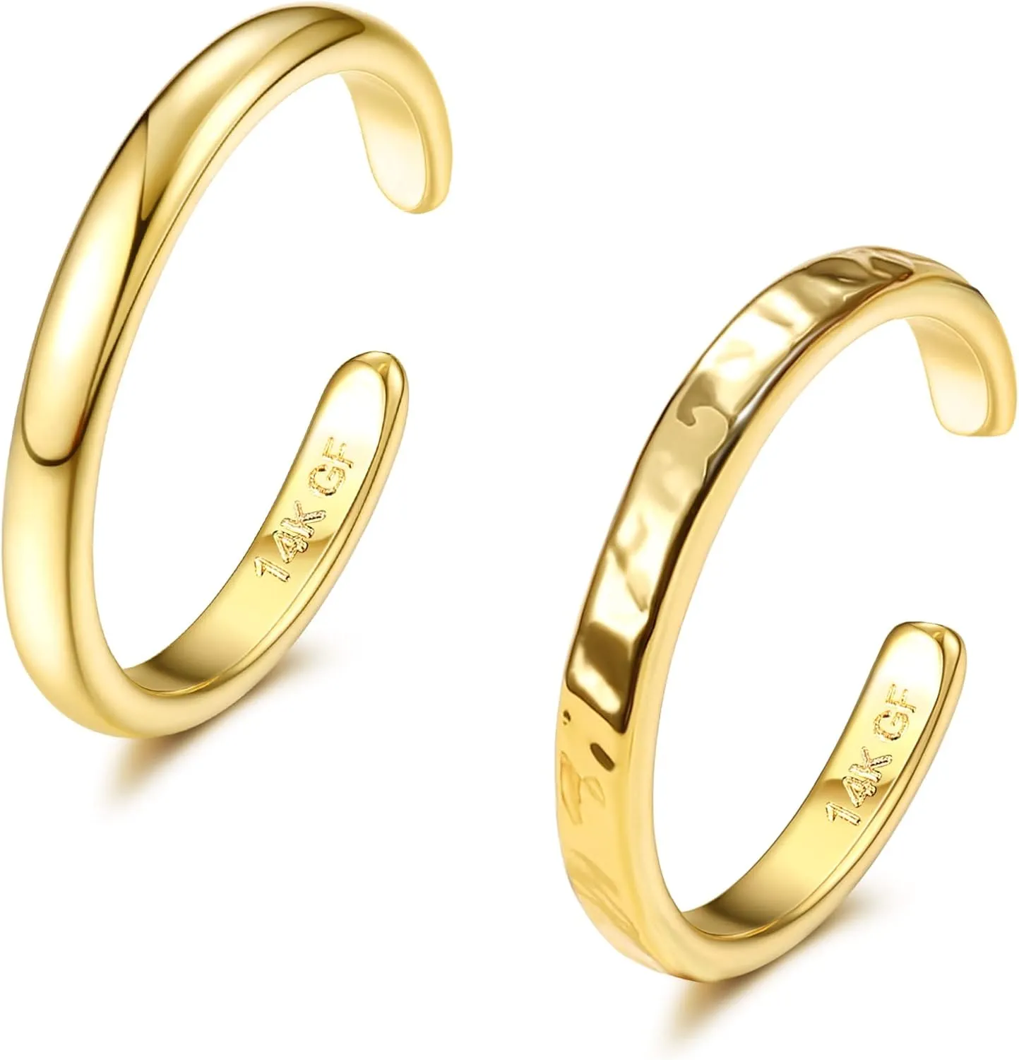 IRONBOX 14K Gold Filled Toe Rings for Women Simple Open Band Toe Ring Adjustable Toe Rings