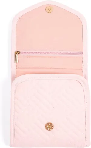 Jewellery Organizer Roll,Travel Jewelery Case,Travel Jewellery Storage Bag for Rings, Bracelets, Earrings, Necklaces,Brooches.Foldable Jewelry Case Portable Jewellery Bag for Women Girls (Pink)