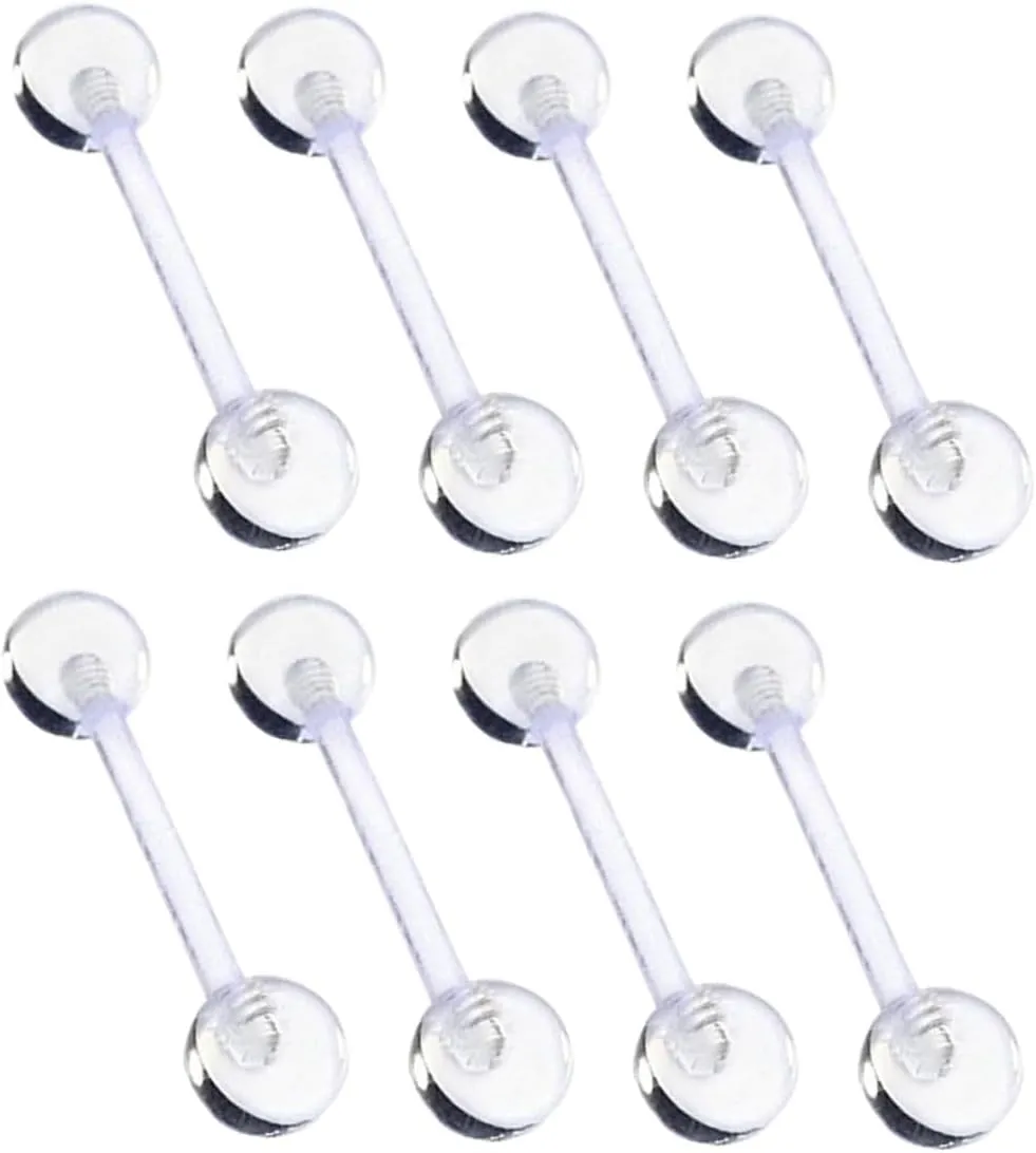 LIFKOME Tongue Ring Studs Set 12pcs Soft Rod Piercing Jewelry Industrial Barbell for Tragus Tongue Cartilage Earring Lip