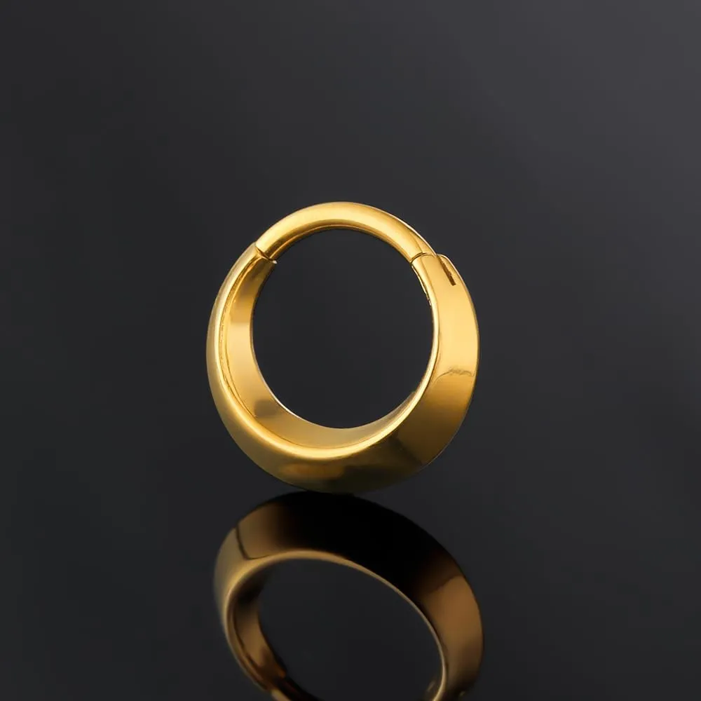 Nose Rings Hoops 16G: 316L Stainless Steel Septum Rings Hoops Gold, Hinged Segment Nose Lips Helix Cartilage Clicker Hoop Earrings Piercing Rings for Women Men 8mm