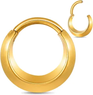 Nose Rings Hoops 16G: 316L Stainless Steel Septum Rings Hoops Gold, Hinged Segment Nose Lips Helix Cartilage Clicker Hoop Earrings Piercing Rings for Women Men 8mm