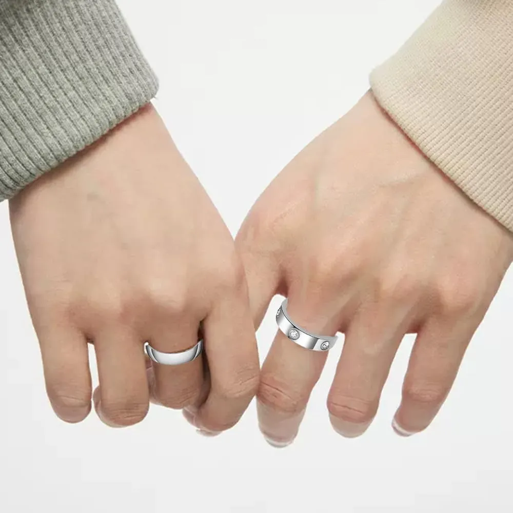 Personalized Couple Promise Rings for Him and Her Customizable Matching Wedding Bands for Couples Stainless Steel,custom name rings for men&Women,Valentine's Day Jewelry Gift,Size 5-13
