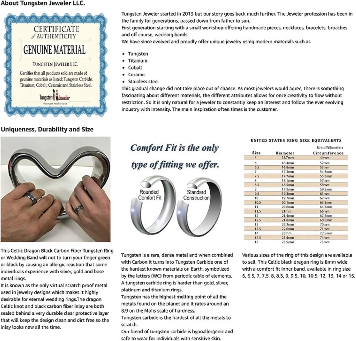 Personalized Laser Engraving Ring for Men and Ring for Women Tungsten Band Rings 8mm Black IP Plated Pipe Cut Brushed Center with Grooved Sides Wedding Band Ring Ideal Rings for Couples