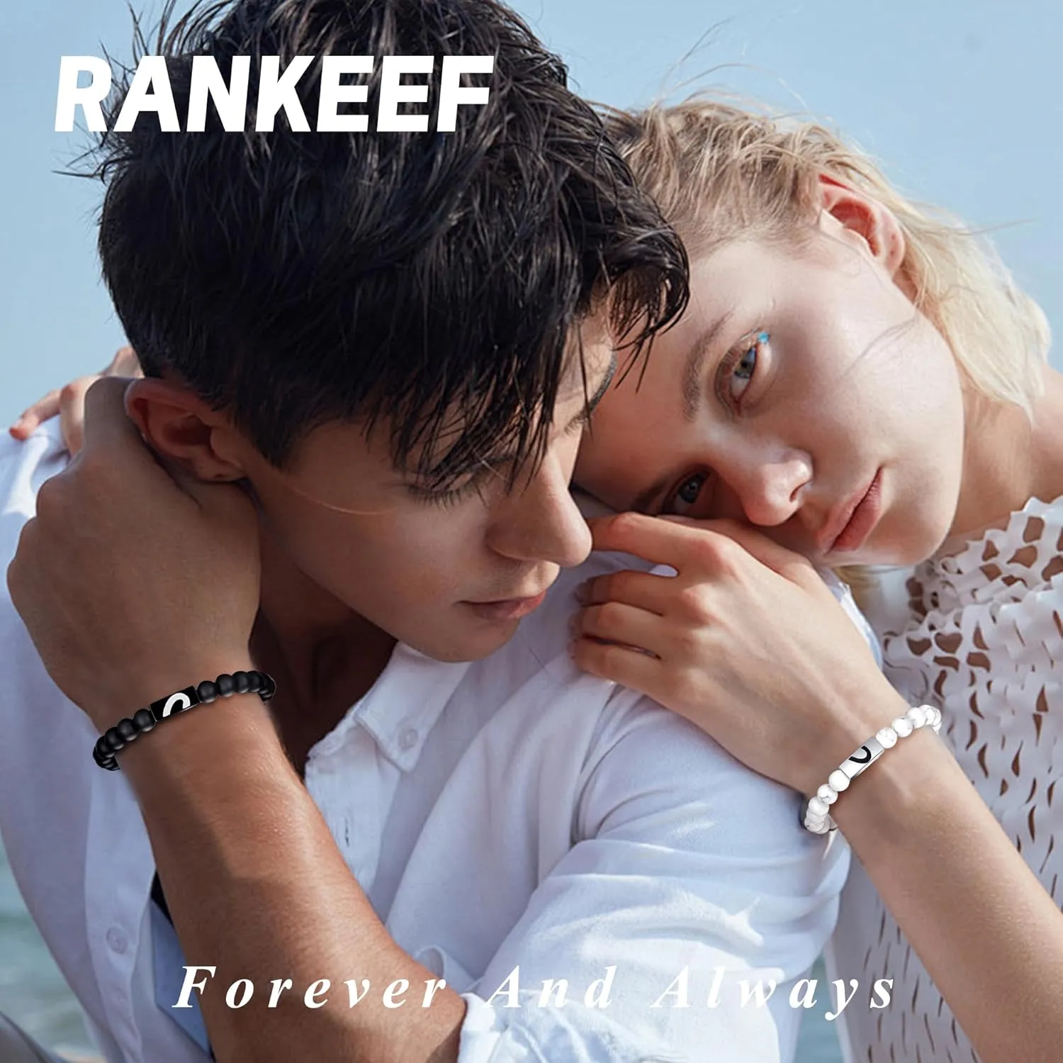 RANKEEF Tiger Eye Bracelet For Men 8MM Natural Stone Stretch Adjustable Black Crystal Beaded Bracelet for Men Women Gifts