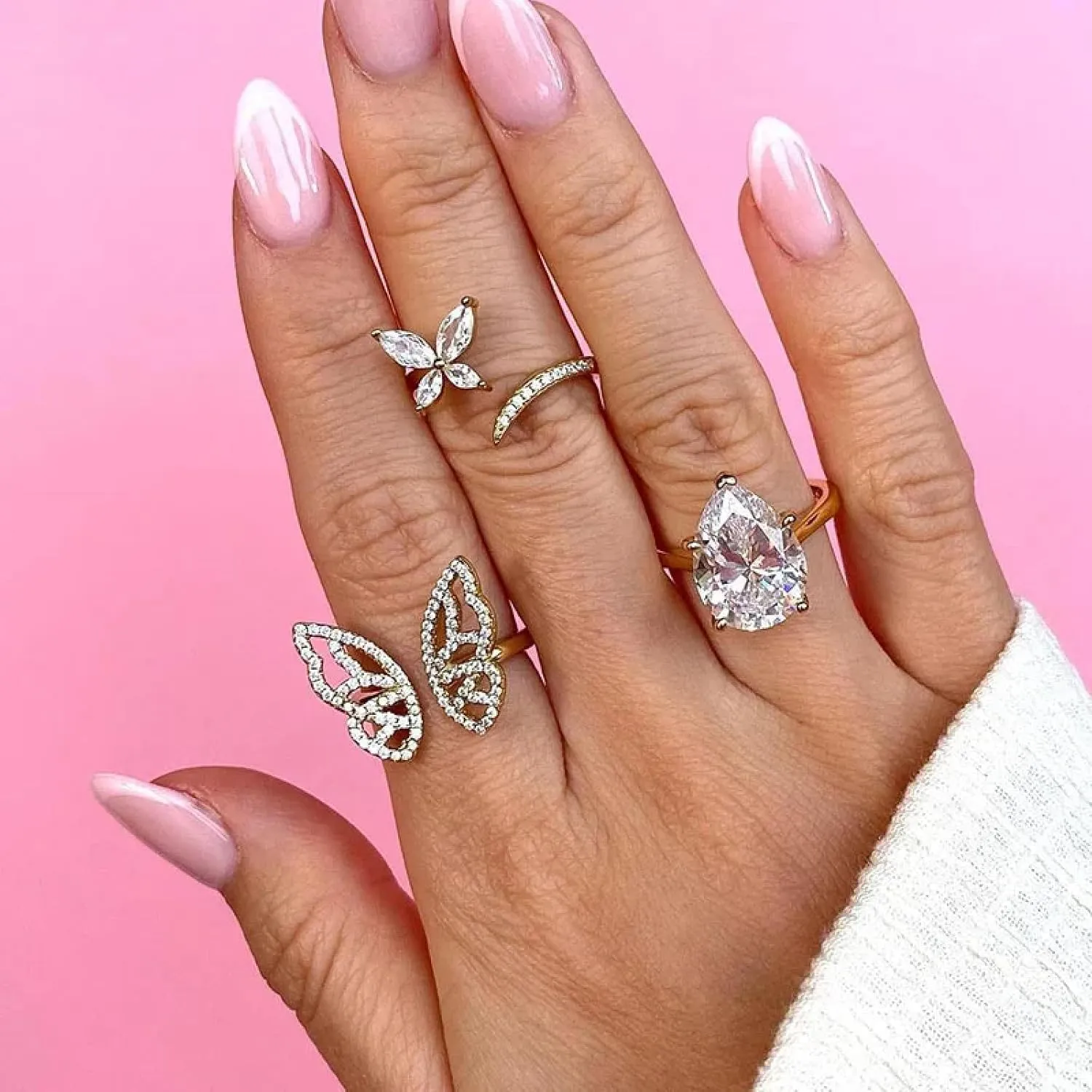 Rings Rings Jewelry Women Men Water Drop Rings Women Shiny Wedding Couple Rings