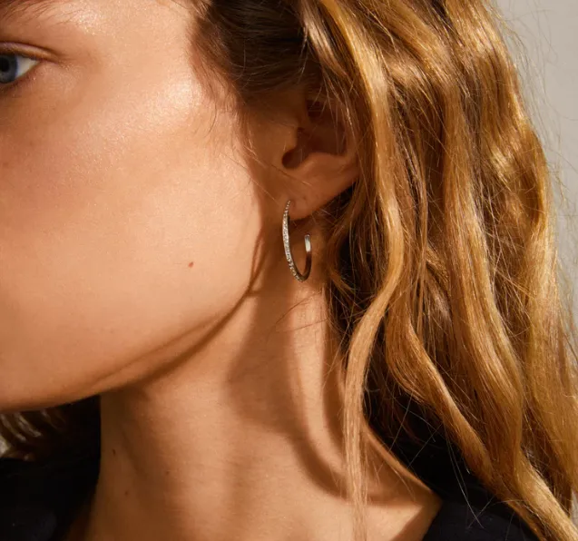 Roberta Pi Earrings Silver Plated Crystal - 25mm