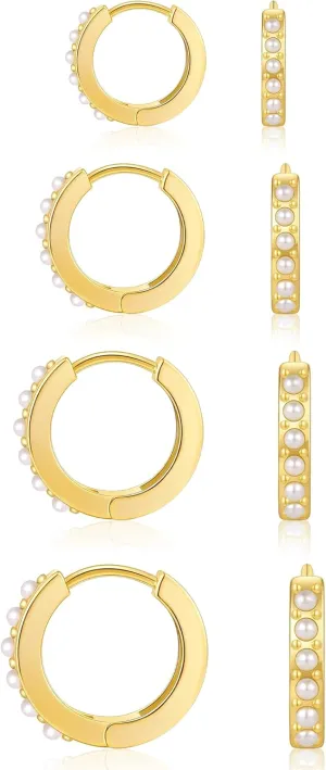 Small Silver Hoop Earrings Set for Women, Dainty Tiny Lightweight Cubic Zirconia Cuff Silver Huggie Earrings Mini Hoops Cartilage Earring Silver Earrings Set for Multiple Piercing Jewelry for Women