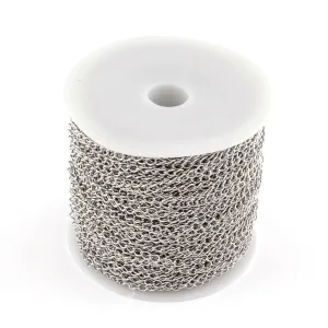 Stainless Twist Chain, Open Link, 5x3.8x0.8mm, 25 Meters, #1950-3