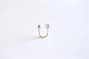 Sterling Silver Curved Arrow Connector Charm- 925 Sterling Silver Arrow Connector Charm Link Spacer, Thin Skinny Bent Arrow Connector, 288
