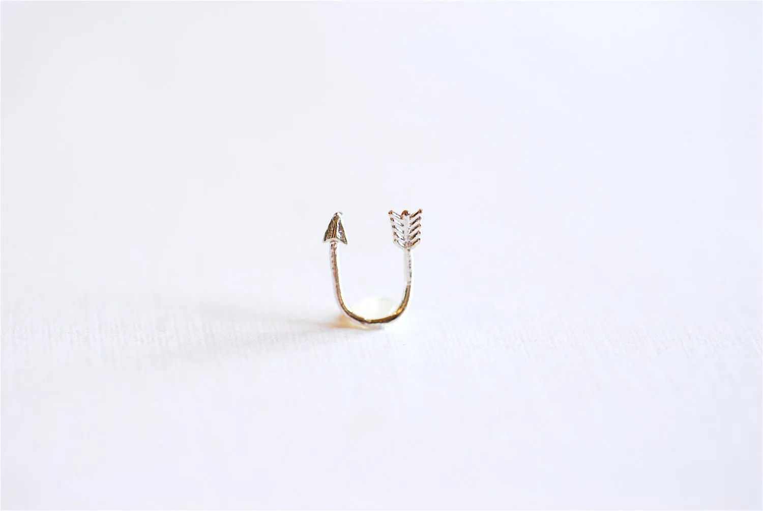 Sterling Silver Curved Arrow Connector Charm- 925 Sterling Silver Arrow Connector Charm Link Spacer, Thin Skinny Bent Arrow Connector, 288