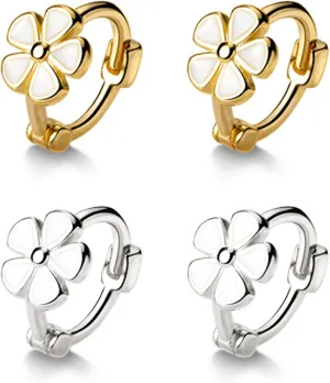 Stocking Stuffers Holiday Outfits for Women 2024 2 Pairs Flower Cartilage Hoop Earrings Cute Daisy Flower Earrings for Teen Girls Summer Jewelry