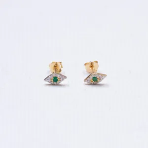 Tiny Eye Gold Diamond Stud Earrings