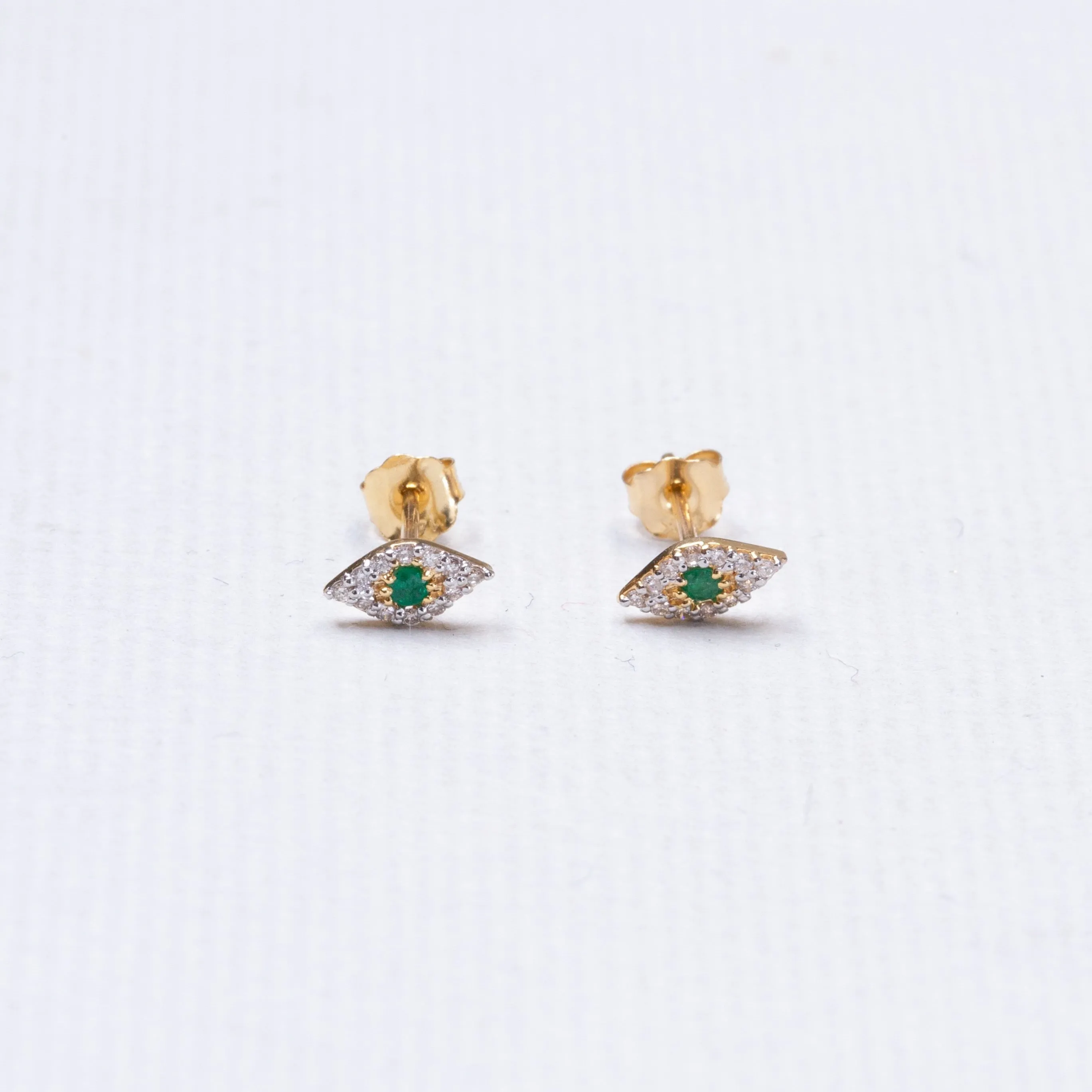 Tiny Eye Gold Diamond Stud Earrings