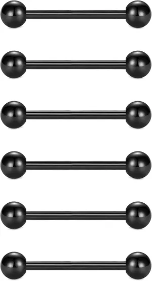 VCMART 12mm-18mm 14G Tongue Rings Nipple Straight Barbells Surgical Steel Body Piercing Jewelry